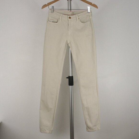 Kate Spade Broome Street Playing Hooky Cream Mid Rise Slim Fit Denim Jeans Sz 26 - Picture 2 of 11